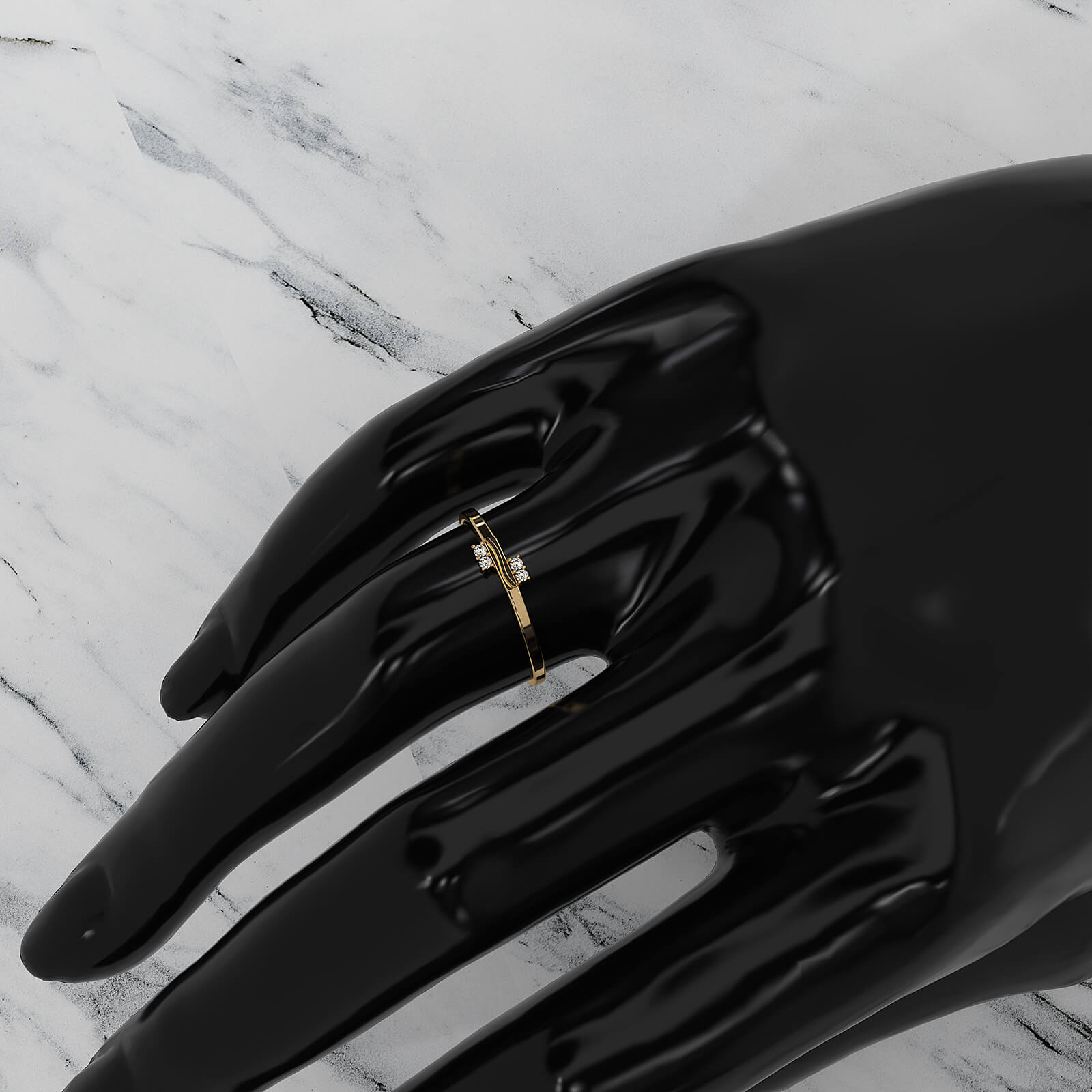 Stackable 4 Stone Round Lab Diamond Swirl Wedding Ring 0.03ctw.